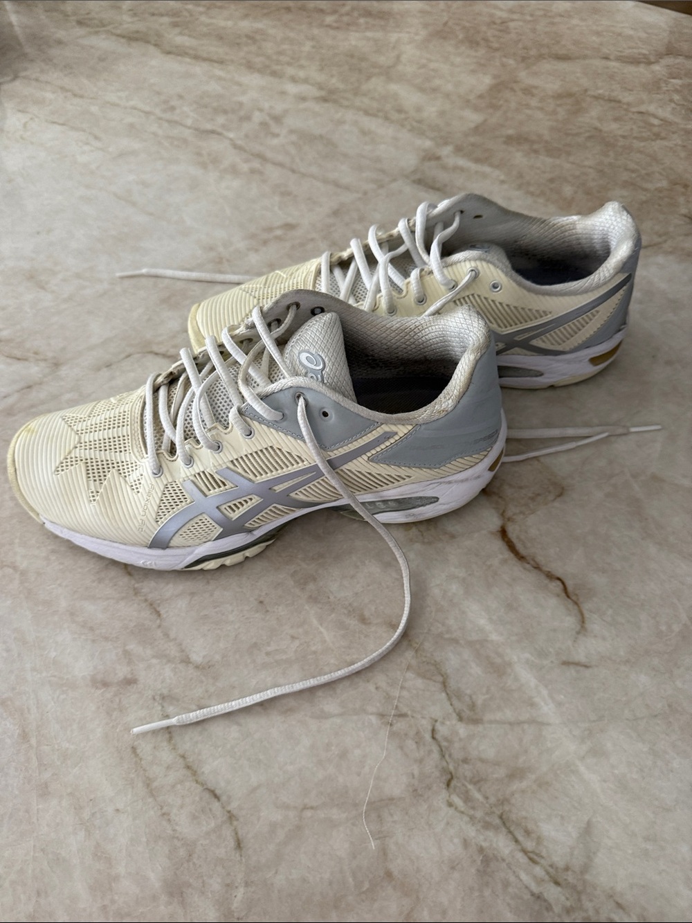ASICS Women's Cream and Light Gray Athletic Sneakers